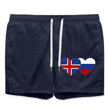 Island Russland Flagge Herz - Badeshorts - French Navy - Vorne - AI Model Male 185 light (185cm)