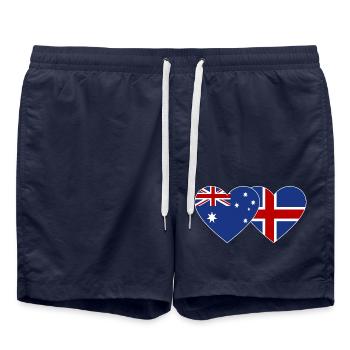 Australia Iceland Flag Heart - Swim Trunks - french navy - Front - AI Model Male 185 light (185cm)