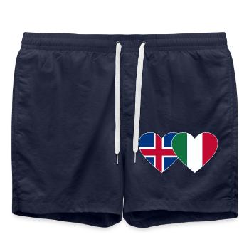Island Italien Flagge Herz - Badeshorts - French Navy - Vorne - AI Model Male 185 light (185cm)