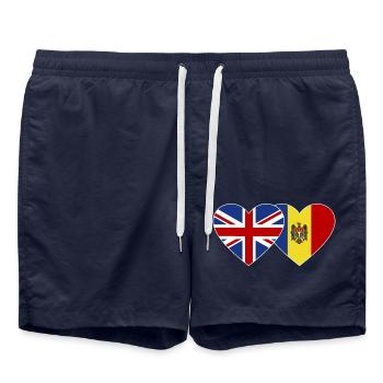 Angleterre Moldavie Flag Heart - Short de bain - bleu marine - Devant - AI Model Male 185 light (185cm)