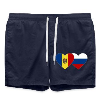 Moldavie Russie Drapeau Coeur - Short de bain - bleu marine - Devant - AI Model Male 185 light (185cm)
