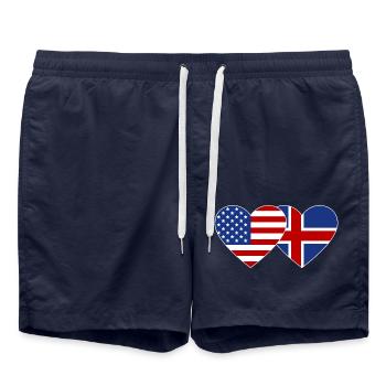 USA Iceland Flag Heart - Swim Trunks - french navy - Front - AI Model Male 185 light (185cm)