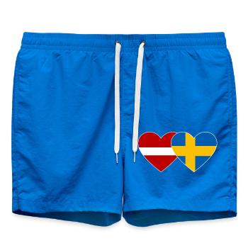 Latvia Sweden Flag Heart - Swim Trunks - cobalt blue - Front