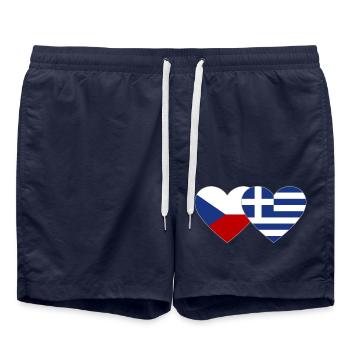 République tchèque Grèce Drapeau Coeur - Short de bain - bleu marine - Devant - AI Model Male 185 light (185cm)