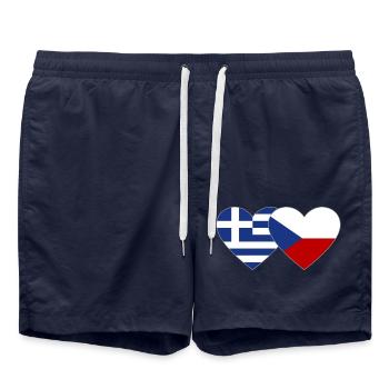 Griechenland Tschechien Flagge Herz - Badeshorts - French Navy - Vorne - AI Model Male 185 light (185cm)
