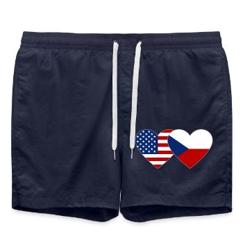 Drapeau des États-Unis et de la République tchèque - Short de bain - bleu marine - Devant - AI Model Male 185 light (185cm)