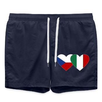 Tschechien Italien Flagge Herz - Badeshorts - French Navy - Vorne - AI Model Male 185 light (185cm)