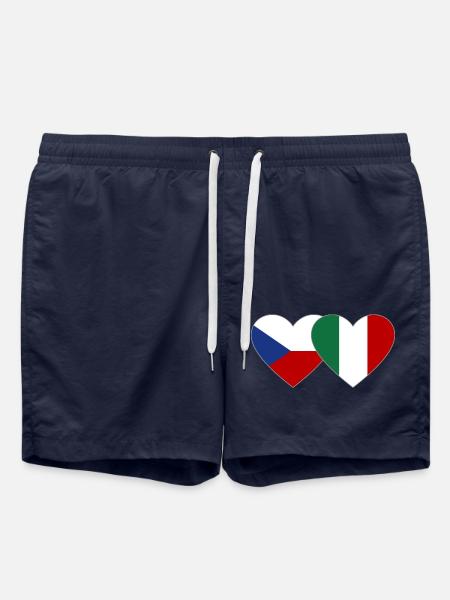 Czech Republic Italy Flag Heart - Swim Trunks - french navy