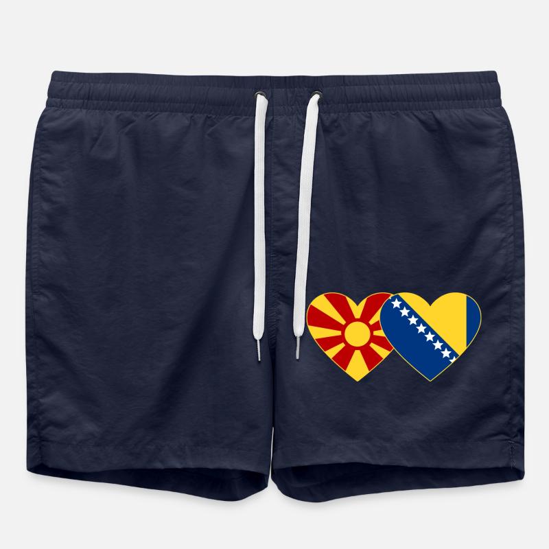 Macédoine Bosnie Flag Coeur - Short de bain - bleu marine