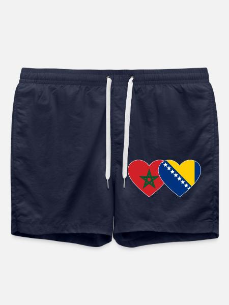 Morocco Bosnia Flag Heart - Swim Trunks - french navy