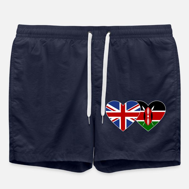 Angleterre Kenya Flag Heart - Short de bain - bleu marine