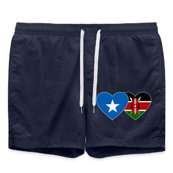 Somalia Kenya Flag Heart - Swim Trunks - french navy - Front - AI Model Male 185 light (185cm)