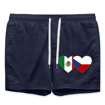 Mexico Czech Republic Flag Heart - Swim Trunks - french navy - Front - AI Model Male 185 light (185cm)