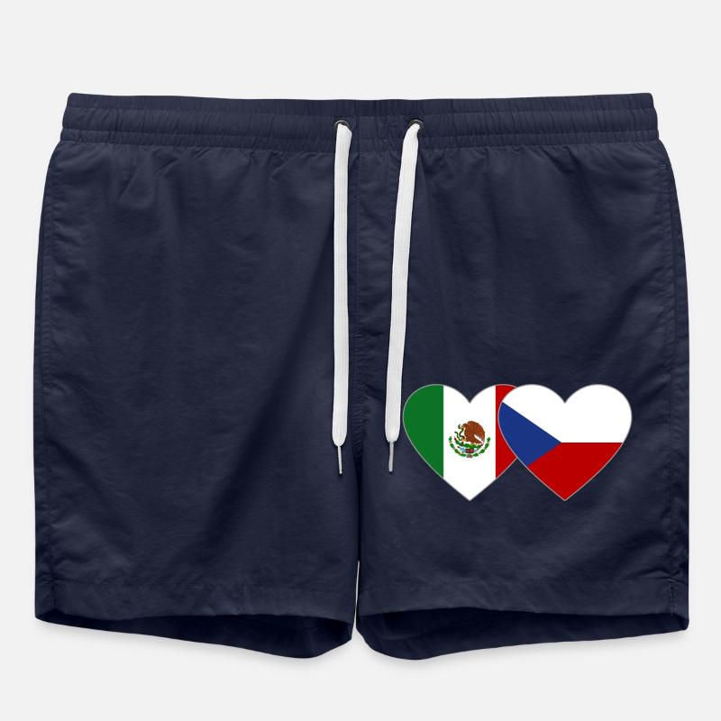 Mexico Czech Republic Flag Heart - Swim Trunks - french navy