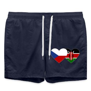 République tchèque Kenya Flag Heart - Short de bain - bleu marine - Devant - AI Model Male 185 light (185cm)