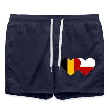 Belgien Polen Flagge Herz - Badeshorts - French Navy - Vorne - AI Model Male 185 light (185cm)