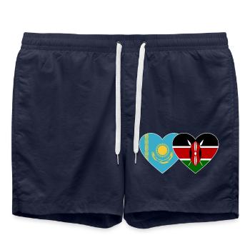 Kazakhstan Kenya Flag Heart - Short de bain - bleu marine - Devant - AI Model Male 185 light (185cm)
