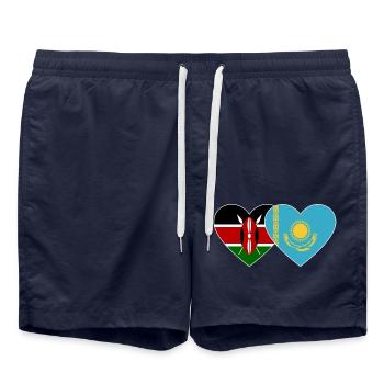 Kenya KazakhstanFlag Heart - Short de bain - bleu marine - Devant - AI Model Male 185 light (185cm)