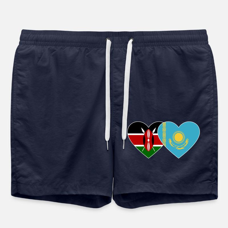 Kenya KazakhstanFlag Heart - Short de bain - bleu marine