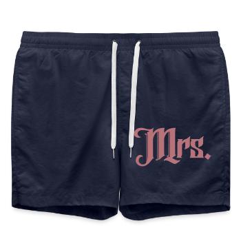 Mrs. Matching Paar Verlobung Hochzeit Flitterwochen - Badeshorts - French Navy - Vorne - AI Model Male 185 light (185cm)