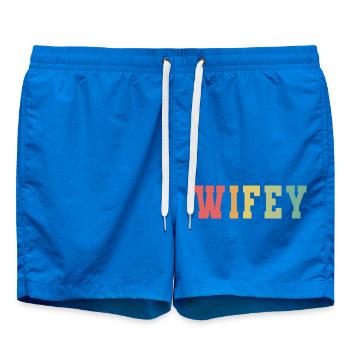 Retro Wifey Matching Couple Wedding Party Mariage - Short de bain - cobalt blue - Devant