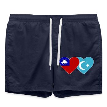Cœur du drapeau ouïghour de Taïwan - Short de bain - bleu marine - Devant - AI Model Male 185 light (185cm)