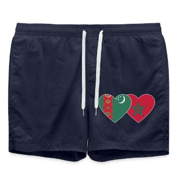 Cœur du drapeau ouïghour du Turkménistan - Short de bain - bleu marine - Devant - AI Model Male 185 light (185cm)