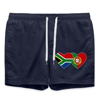 Südafrika Portugal Flagge Herz - Badeshorts - French Navy - Vorne - AI Model Male 185 light (185cm)