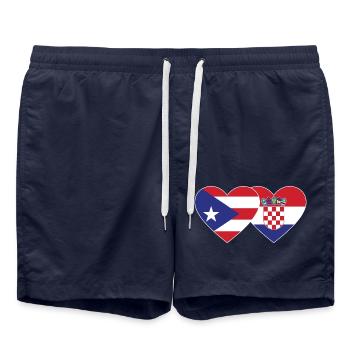 Porto Rico Croatie Drapeau du cœur - Short de bain - bleu marine - Devant - AI Model Male 185 light (185cm)