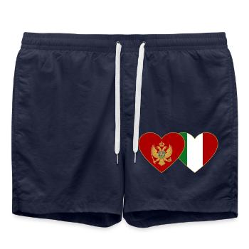 Montenegro Italien Flagge - Badeshorts - French Navy - Vorne - AI Model Male 185 light (185cm)