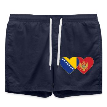 Bosnia Montenegro flag - Swim Trunks - french navy - Front - AI Model Male 185 light (185cm)