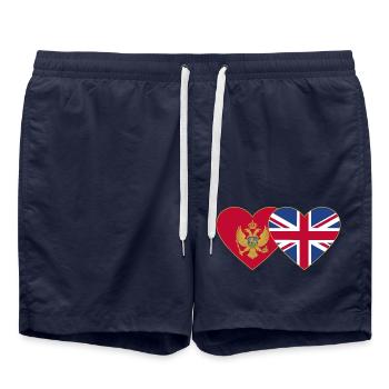 Montenegro England Flagge - Badeshorts - French Navy - Vorne - AI Model Male 185 light (185cm)
