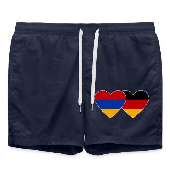 Arménie Allemagne Drapeau Coeur - Short de bain - bleu marine - Devant - AI Model Male 185 light (185cm)