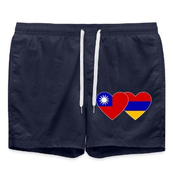 Taiwan Arménie drapeau coeur - Short de bain - bleu marine - Devant - AI Model Male 185 light (185cm)