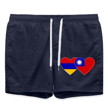 Arménie Drapeau Taiwan coeur - Short de bain - bleu marine - Devant - AI Model Male 185 light (185cm)