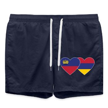 Liechtenstein Arménie Drapeau Coeur - Short de bain - bleu marine - Devant - AI Model Male 185 light (185cm)