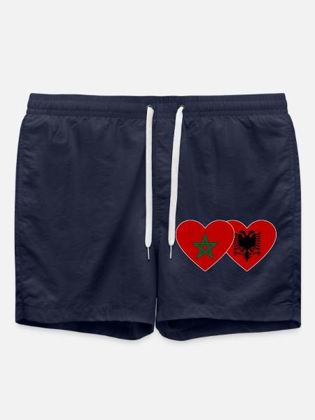 Morocco Albania Flag Heart - Swim Trunks - french navy