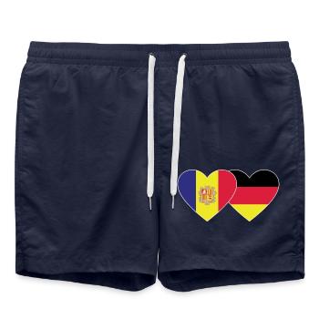 Andorra Deutschland Flagge Herz - Badeshorts - French Navy - Vorne - AI Model Male 185 light (185cm)