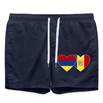 Arménie Andora Flag Coeur - Short de bain - bleu marine - Devant - AI Model Male 185 light (185cm)