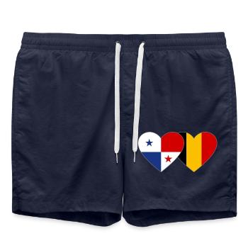 Panama Belgique Flag Heart - Short de bain - bleu marine - Devant - AI Model Male 185 light (185cm)
