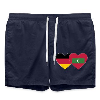 Allemagne Drapeau des Maldives coeur - Short de bain - bleu marine - Devant - AI Model Male 185 light (185cm)