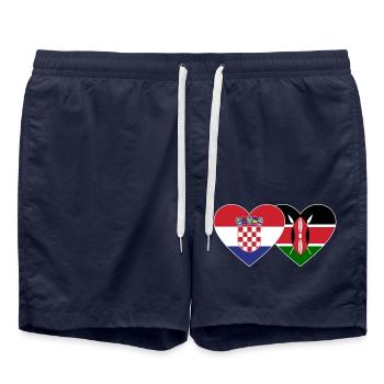 Kroatien Kenia Flagge Herz - Badeshorts - French Navy - Vorne - AI Model Male 185 light (185cm)