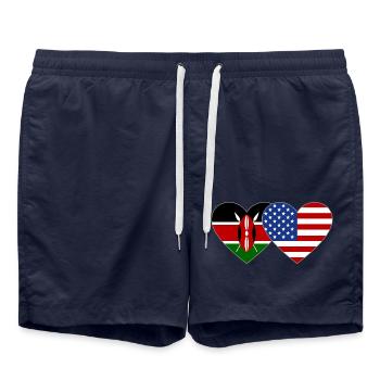 Kenya USA Flag Heart - Short de bain - bleu marine - Devant - AI Model Male 185 light (185cm)