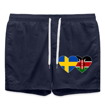 Suède Kenya Drapeau Coeur - Short de bain - bleu marine - Devant - AI Model Male 185 light (185cm)