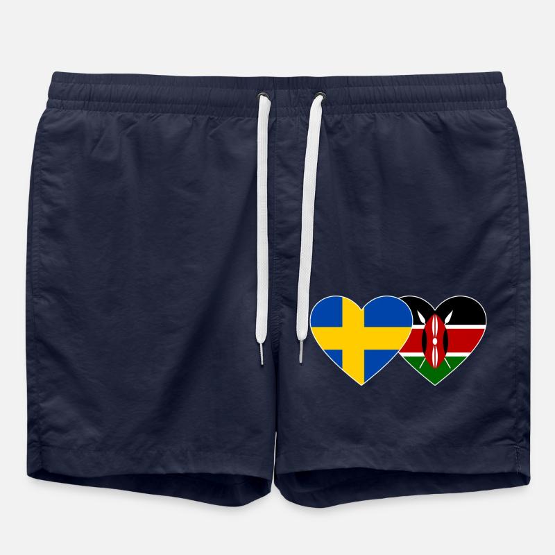 Sweden Kenya Flag Heart - Swim Trunks - french navy