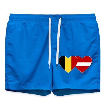 Belgium Latvia Flag Heart - Swim Trunks - cobalt blue - Front