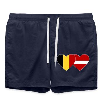 Belgique Lettonie Flag Coeur - Short de bain - bleu marine - Devant - AI Model Male 185 light (185cm)