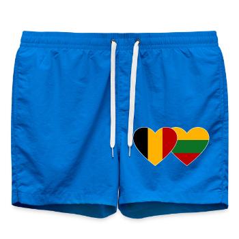 Belgium Lithuania Flag Heart - Swim Trunks - cobalt blue - Front