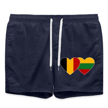 Belgien Litauen Flagge Herz - Badeshorts - French Navy - Vorne - AI Model Male 185 light (185cm)