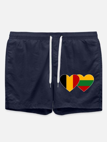 Belgium Lithuania Flag Heart - Swim Trunks - french navy